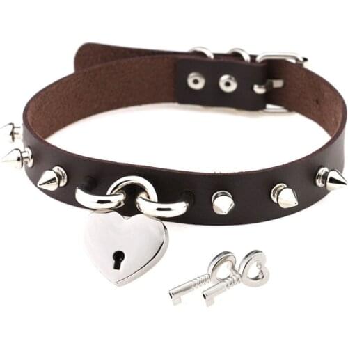 ZIMNO Harajuku Choker Vintage Rock Fashion Collar Punk Goth Heart Rivet Leather Necklace for Women Egirl Jewelry Accessories