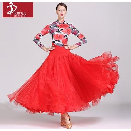 New ballroom dance dress for woman long sleeves waltz tango dance dresses standard ballroom dress 1870