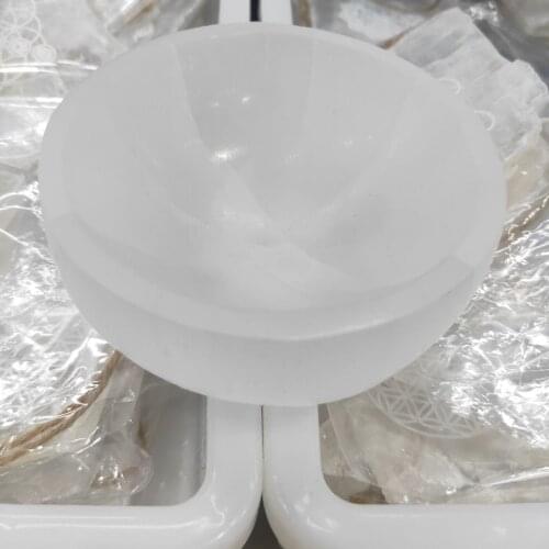 1pcs Natural Polished White Selenite Bowl Stone Crystal Ashtray Yoga Healing Meditation Container Relaxation Healing