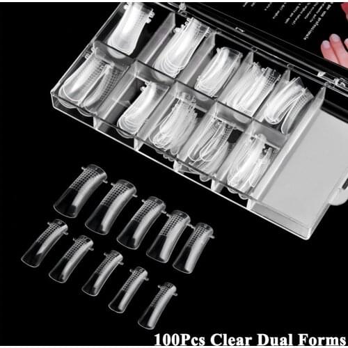 100/20Pcs Full Cover Quick Building Gel Mold Tips Dual Forms Nail System Clear Nail Extension DIY Nails Accessoires Manicure Too
