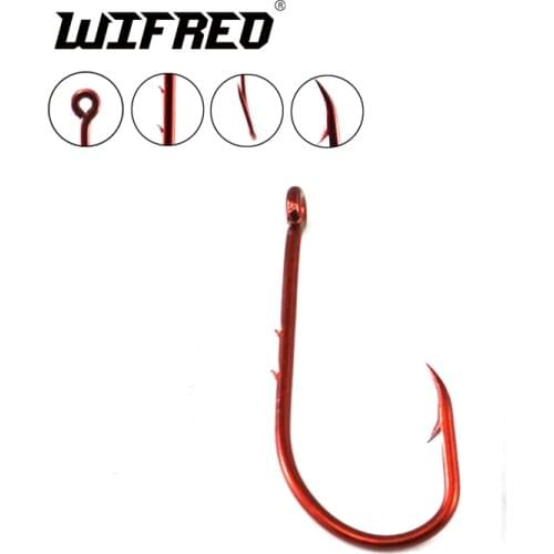 100PCS Red Color Bait Holder Hook Long Shank Baitholder Chemical Sharpened Worm Live Bait Hooks Saltwater [YG82154R]
