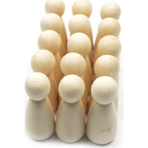 100Pc/Lot Girls Peg Dolls 1.35 Inch Solid Hardwood Natural Unfinished Turnings-Ready For Paint Or Stain- Wooden People