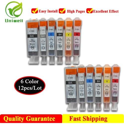 12x PGI-520 CLI-521 ink cartridge For Canon PGI520 PGI 520 P540 MP550 MP560 MP620 MP640 MP980 MX860 MX870 IP3600 Printer 6 Color