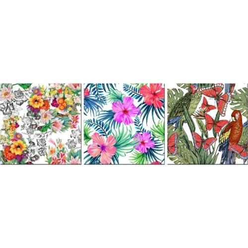 3 Piece Canvas Wall Art Tropical plants Flowers Painting Picture Print Canvas poster Wall Picture For Living Room wall decor