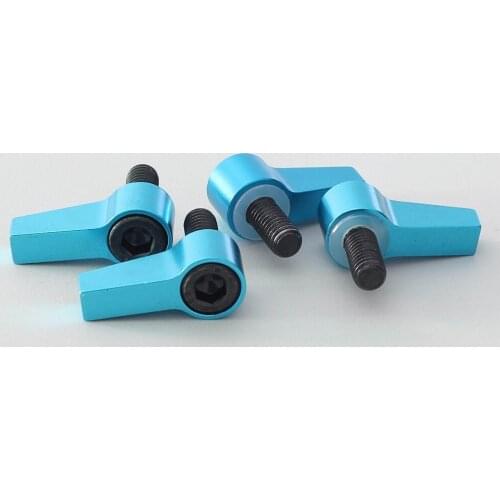 4x blue aluminum M6 Knob Thumb Screw L Shape Screw For 15mm Rod Rail Rig Clamp