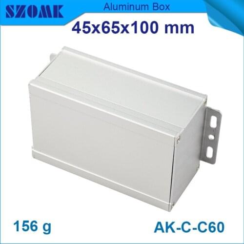 4 pcs/lot silver electronics aluminium box and pcb enclosure with hangers on the panels and smooth face from Shenzhen, China