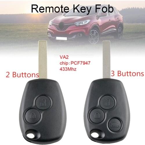 433Mhz 2 / 3 Buttons Car Remote Key with PCF7947 Chip and VA2 Blade Fit for Renault / Clio / Scenic / Kangoo / Megane other