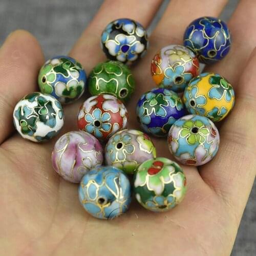 5pcs Handmade Polished Cloisonne Enamel Colorful Large 16mm Beads DIY Jewelry Making Charms Pendant Bracelet Earring Accessories