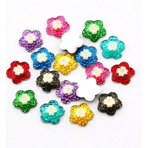 50/100pcs Mixed Shiny Bling Flower Resin Flatback Cabochon DIY UV Resin Epoxy Mold Filler Scrapbooking Decoration 12mm