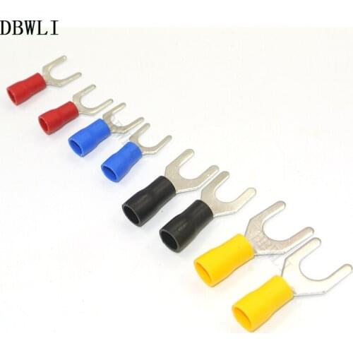 50pcs 22-10 AWG Stud Sz 4-5/16 #4 #6 #8 #10 1/4 5/16 red blue yellow Vinyl Connector Wire Cable Connector Fork Spade Terminal