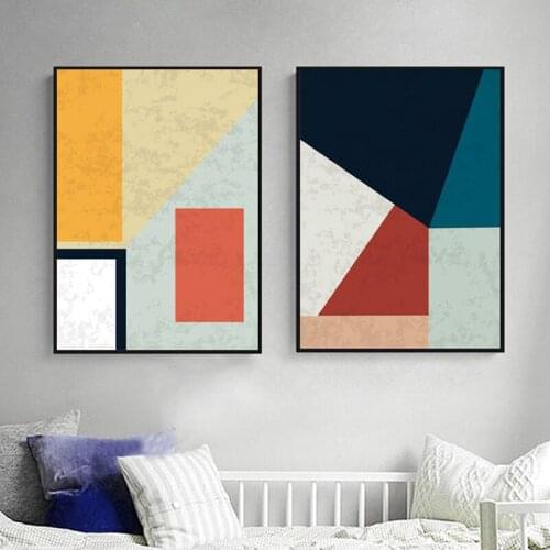 Abstract Multi Geometric Colors Canvas Paintings Modern Oil Wall Art Poster Print Nordic Pictures for Living Room Home Decor