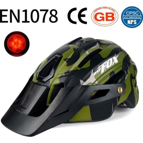 BATFOX MTB Bicycle Helmet Camouflage Helmet Mountain Road Bike Riding Helmet With Tail Light DH AM casco ciclismo bicicleta Hat