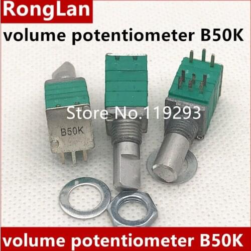 [BELLA]Taiwan- precision potentiometer with switch double B50K sealed stereo volume potentiometer axle 15MM--10PCS/LOT