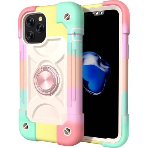 Armor Bumper Shockproof Phone Case For iPhone 12 11 Pro Max XR XS Max X 7 8 Plus 12Pro Colorful Rugged Ring Holder Hard PC Cover