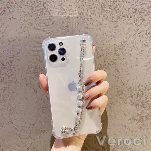 Cherry bracelet phone case for iPhone 13 Pro MAX 12 Mini 11 X XR XS MAX 6 7 8 Plus SE Bear Love heart Pearl Letter Chain