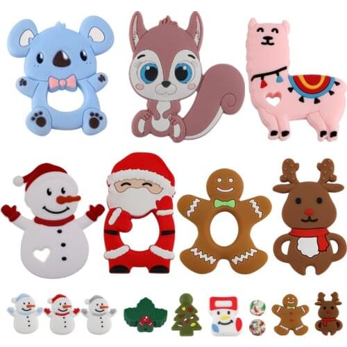 Kovict 1pc Baby Teether Food Grade Silicone Snowman Shape Baby Teething Toys For Baby Chewable Teether Christmas Gift