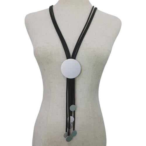 YD&YDBZ Silver Color Round Sheet Matching Long Pendant Necklace For Women Fashion Dress Sweater Chain Choker Handmade Necklaces