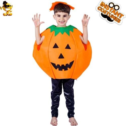 DSPLAY New Design Boys Cute pumpkin Headpiece lantern Fancy Suit Costume Cosplay Outfit for Carnival Halloween Party