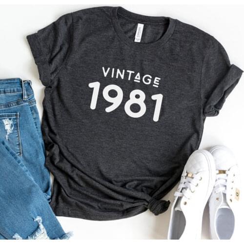 Classic 1981 T-Shirt Women 40 Years Old 40th Birthday Gift Girls Mom Wife Daughter Party Top Tshirt Cotton Streetwear Tee Shirt