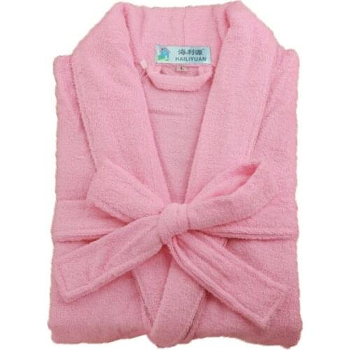 Cotton bathrobe male and female star hotel nightgown autumn long section terry material ladies simple sleepwear winter pijamas