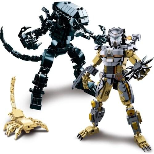 Mech Aliens Vs Predator Movie Figures Building Blocks Helicopter Armored Vehicle Brick Toys Children Gifts Compatible With