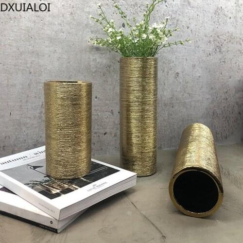 European-style ceramic gold and silver flowerpot light luxury simple home decoration flower arrangement ornaments DXUIALOI