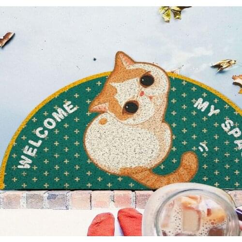 New Cartoon Cat Sand Scraping Dust Door Entrance Mat Kitchen Bath Non-slip Rug Dust Removal Carpet Wire Loop Footpad Doormat