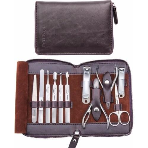 FAMILIFE Manicure Set 11PCS Stainless Steel Nail Care Tools with Mini Finger Nails Cutter Clipper Universal Home Office
