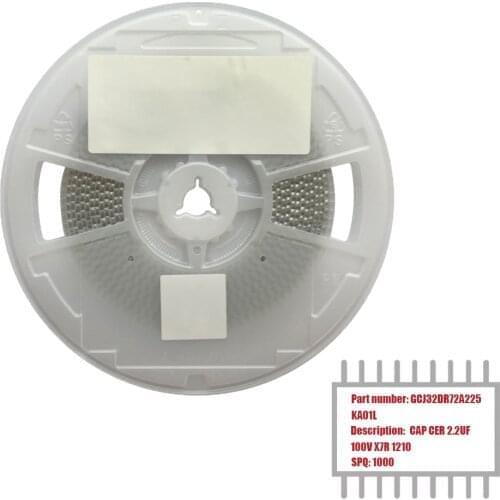 My Group Asia 1000PCS Surface Mount MLCC GCJ32DR72A225KA01L 2.2 uF ±10% 100V X7R 1210 (3225 Metric) Ceramic Capacitor in Stock