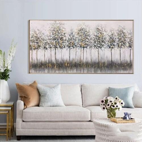 New 100% Art Hand Painted Abstract Trees Oil Painting Canvas Wall Art Fine Modern Unframed Art For Living Room Decoration