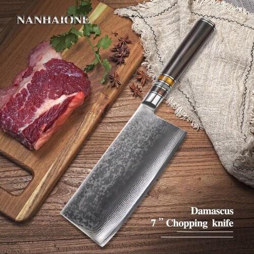 7" Inch Slicing Knife Damascus Steel Kitchen Knives High Quality Japanese Steel Cleaver Chefs Knives Rosewood Handle