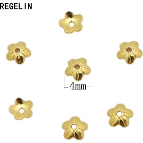 REGELIN 10pcs/lot 4mm 925 Sterling Silver Flower Loose Spacer Bead Caps DIY Jewelry Findings