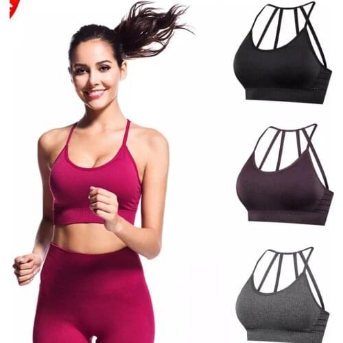 Sexy Women Gym Sports Bra Solid Vest Tank Top Yoga Bralette Padded Bra Crop Tops Elastic Seamless Short Tops Yoga Female