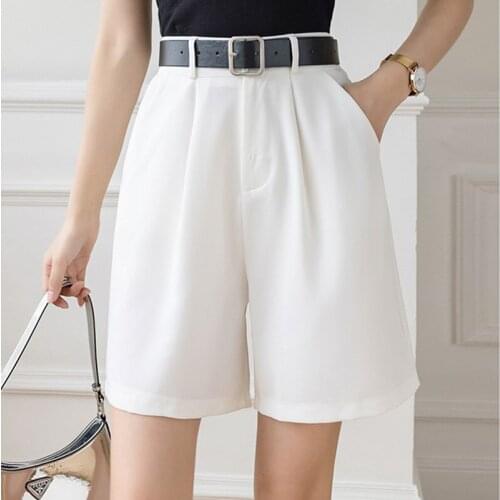 Korean Elegant Formal High Waist Straight Shorts Female Loose Casual Summer Suit Shorts Women 2021 Half Pants Office Trousers