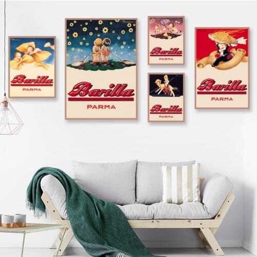 Spaghetti Barilla Parma Classic Vintage Food Advertising Poster Kraft Poster Canvas Bathroom Wall Sticker Home Decor Gift
