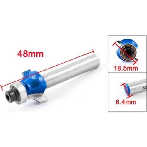 Carpentry Blue Silver Tone 1/4" x 1/4" Metal Roundover Bit Router 2 PCS