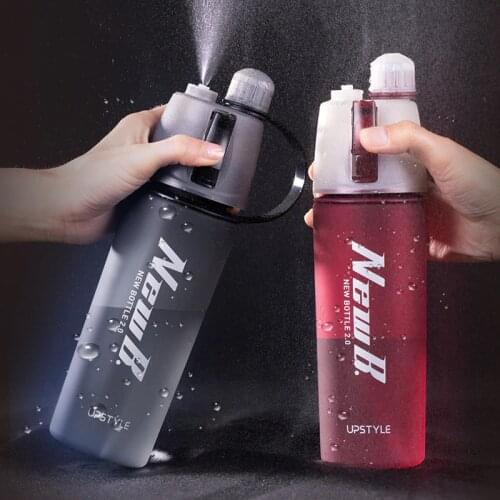 Tritan 600Ml Spray Plastic Water Bottle Cool Summer Sports Fitness Kettle Portable Travel Outdoor Moisturizing Kettle