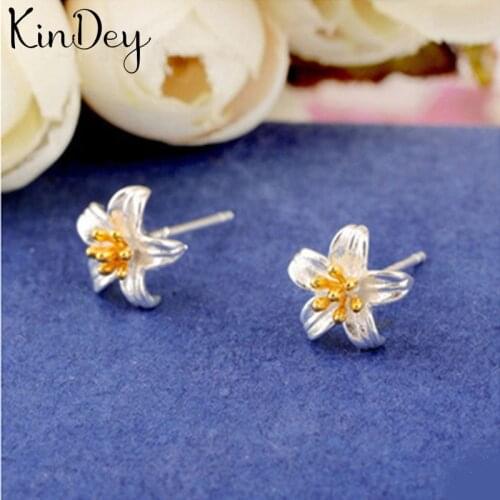 Kindey Vintage Silver Color Morning Glory Flower Earrings For Women Wedding Party Charm Jewelry Christmas Gifts