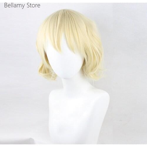 East Project COS Niwatari Kutaka Light Yellow short hair custom wig Cosplay hairwear Wig+Wig Cap