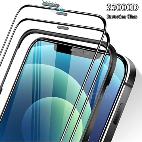 35000D Protection Glass on iphone 12 11 Pro Max X XS XR Glass Screen Protector For iphone 7 8 6 Plus 12 mini Dust Net Glass Film