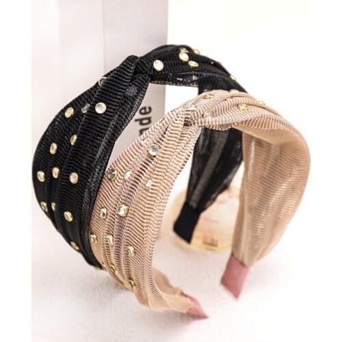 Vintage Mesh Lace Rhinestone Jewel Bellas Bezel Hair Bands For Women Hair Clips Turban Headband Girls Hair Accessories opaska