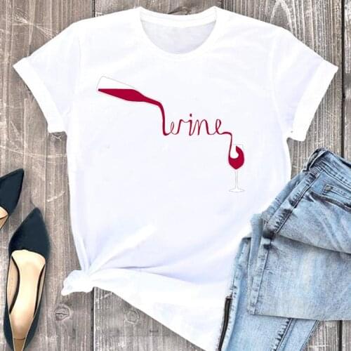 Women Clothes Cartoon Wine 2021 New Trend Ladies Cartoon Fashion Short Sleeve Summer Print Tshirt Female Tee Top Graphic T-shirt