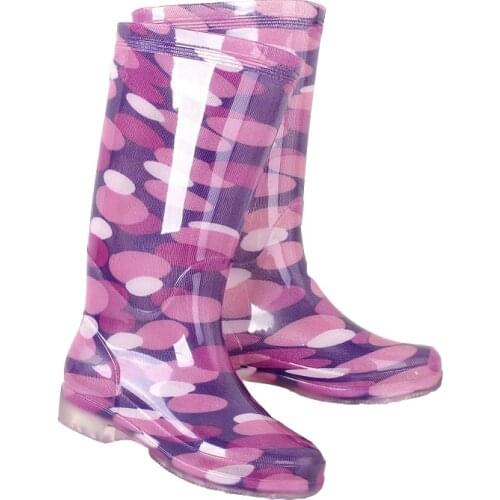 Ladies Fashion Non-slip Rubber Shoes Wear-resistant Waterproof Women Rain Boots PVC Adult High Rainboots Garden Work Shoes