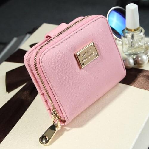 Womens Short Wallet Lady Korean Zipper 2 Fold Coin Purse Cross Pattern Multi-Card Holder High Capacity Girls Wallets