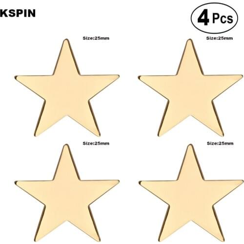 Gold Star 25mm Lapel Pin Badge Brooch Icons 4pcs