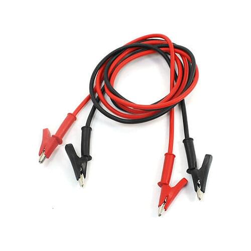 1m Long Alligator Clip Electrical Clamp Insulated Test Lead Cable Pair