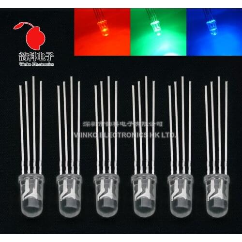 50pcs 5mm 4pins full-color RGB LED Common Anode / Cathode Transparent / Fog F5 Tri-Color Light Emitting Diode Red Green Blue
