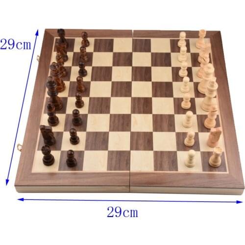11.42 inch Wooden Chess Set Magnetic Folding Pieces Board Size kids Gift School Tournament Checkers