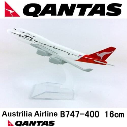 16CM 1:400 QANTAS Australia Boeing B747-400 Model Airline with Base Alloy Aircraft Plane Collectible Display Model Collection