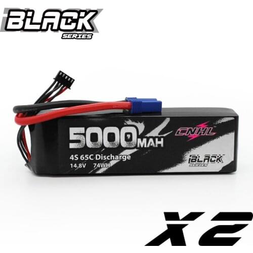 2PCS CNHL Lipo 4S 14.8V Black Series 5000mAh Battery 65C EC5 For Quadcopter FPV Airplanes Racing Cars Boats Jet Edf Speedrun